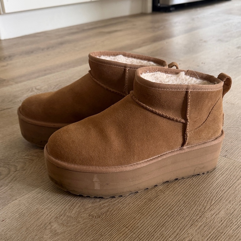 Women's Tan Platform Ankle Boots